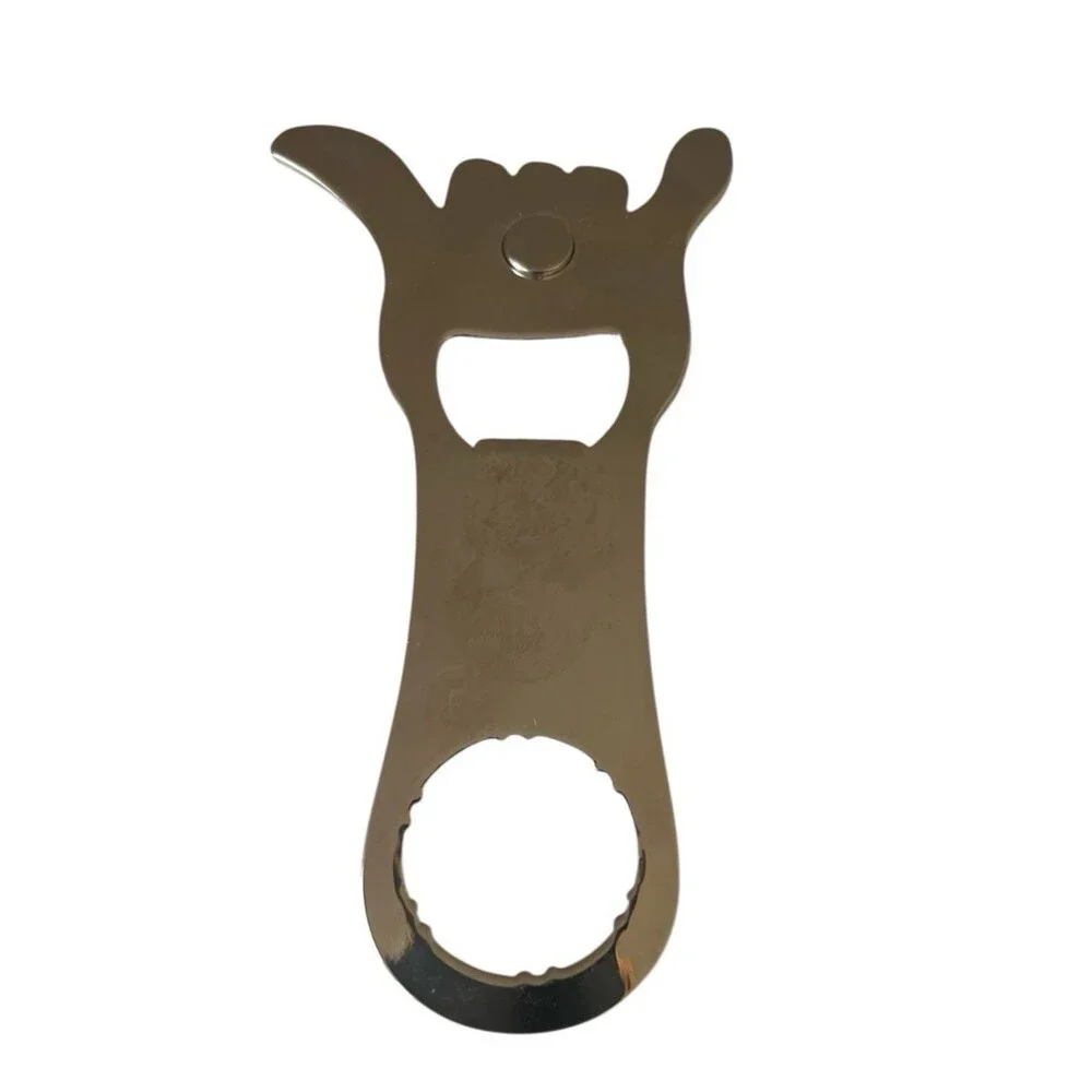 Hang Loose Bottle Opener Silver Stainless Beach Gift Keychain Hang Ten